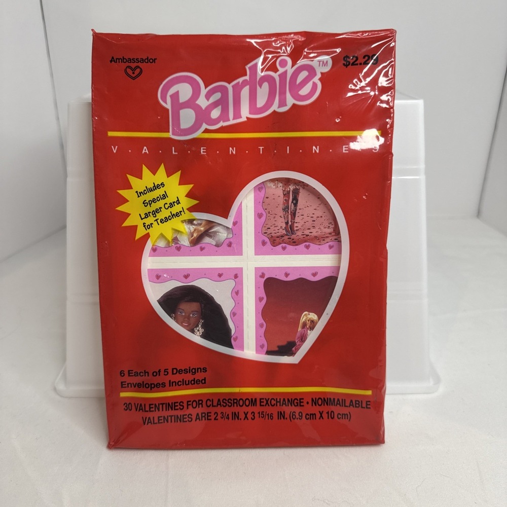 Vintage 1994 Hallmark Barbie Valentines Day Cards 30 Count With Teacher Card NEW